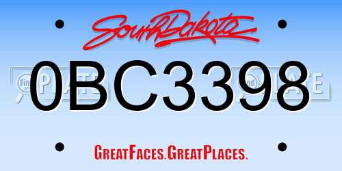 0BC3398 South Dakota License Plate