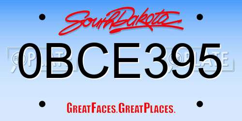 0BCE395 South Dakota License Plate