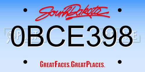 0BCE398 South Dakota License Plate