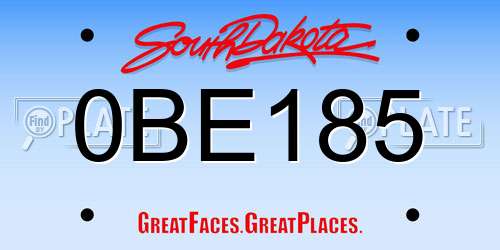 0BE185 South Dakota License Plate