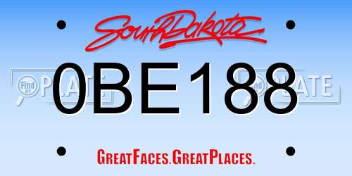 0BE188 South Dakota License Plate