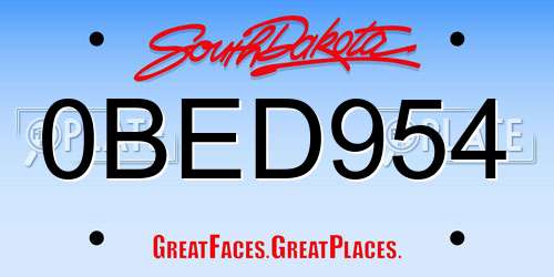 0BED954 South Dakota License Plate