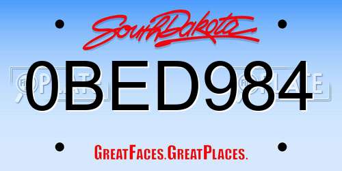 0BED984 South Dakota License Plate
