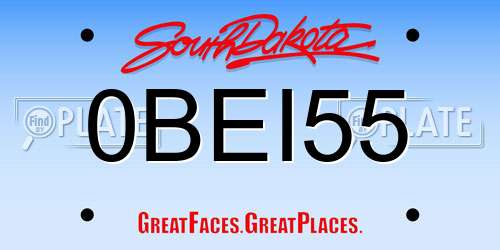 0BEI55 South Dakota License Plate
