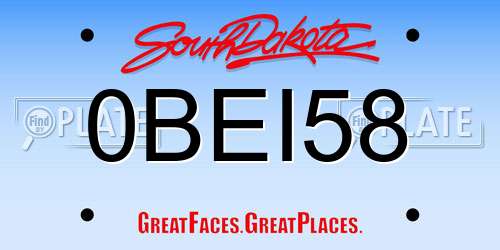 0BEI58 South Dakota License Plate