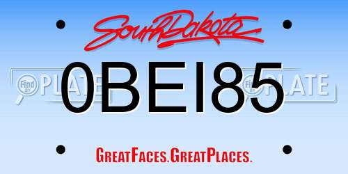 0BEI85 South Dakota License Plate