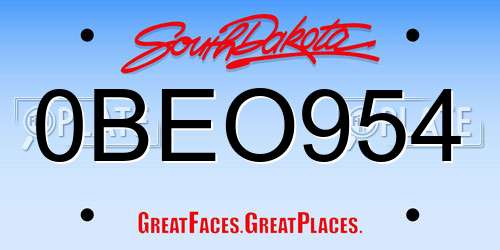 0BEO954 South Dakota License Plate
