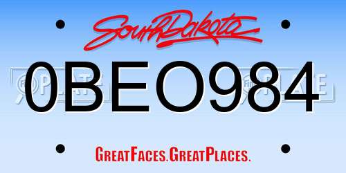 0BEO984 South Dakota License Plate