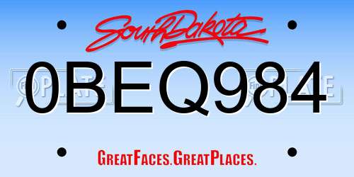 0BEQ984 South Dakota License Plate