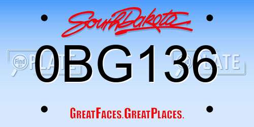 0BG136 South Dakota License Plate