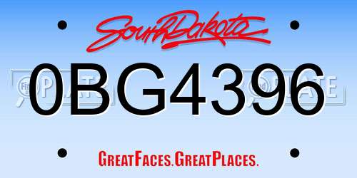 0BG4396 South Dakota License Plate