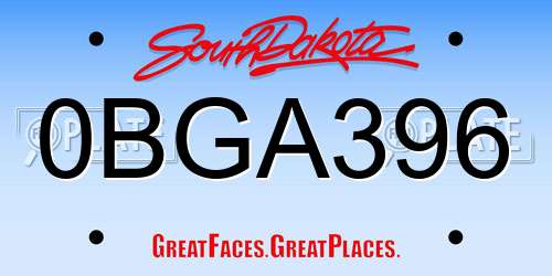 0BGA396 South Dakota License Plate