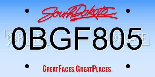 0BGF805 South Dakota License Plate
