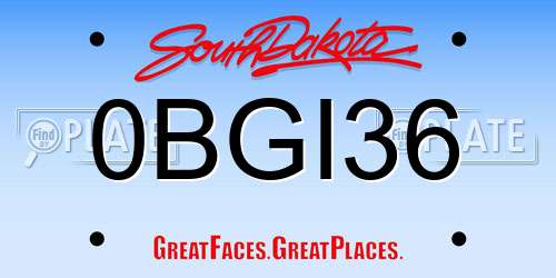 0BGI36 South Dakota License Plate