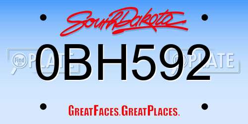 0BH592 South Dakota License Plate