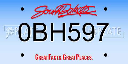 0BH597 South Dakota License Plate