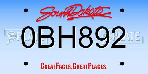 0BH892 South Dakota License Plate