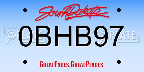 0BHB97 South Dakota License Plate