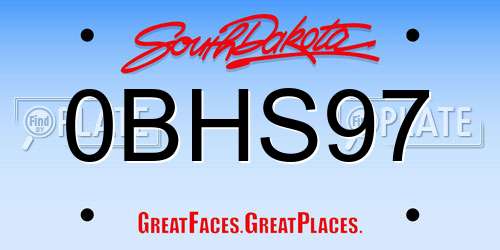 0BHS97 South Dakota License Plate