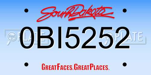 0BI5252 South Dakota License Plate