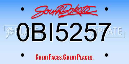 0BI5257 South Dakota License Plate