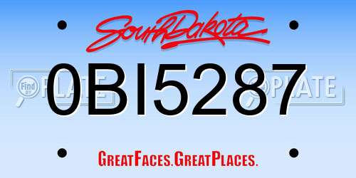 0BI5287 South Dakota License Plate