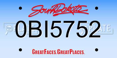 0BI5752 South Dakota License Plate