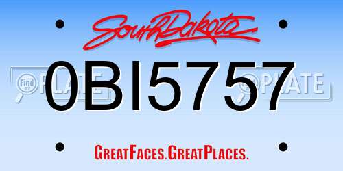 0BI5757 South Dakota License Plate