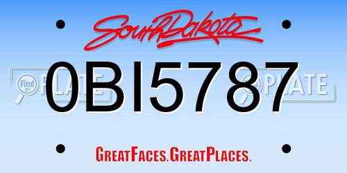 0BI5787 South Dakota License Plate