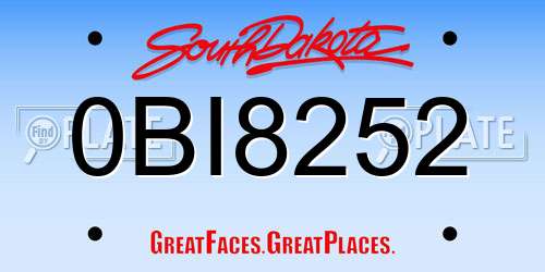 0BI8252 South Dakota License Plate