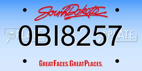 0BI8257 South Dakota License Plate