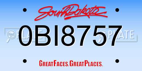 0BI8757 South Dakota License Plate
