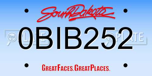 0BIB252 South Dakota License Plate