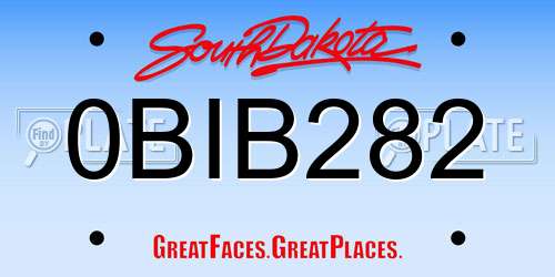 0BIB282 South Dakota License Plate