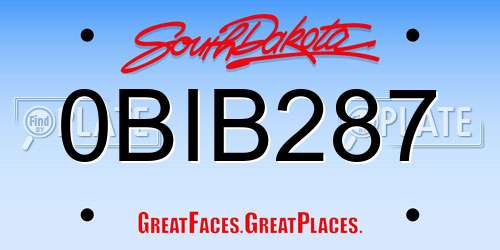 0BIB287 South Dakota License Plate