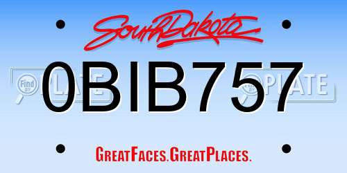 0BIB757 South Dakota License Plate