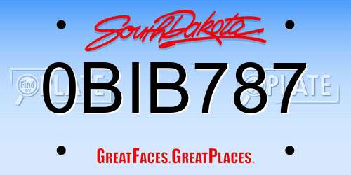 0BIB787 South Dakota License Plate