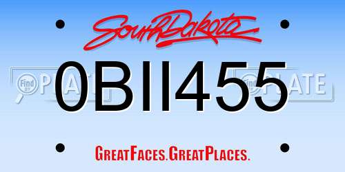 0BII455 South Dakota License Plate