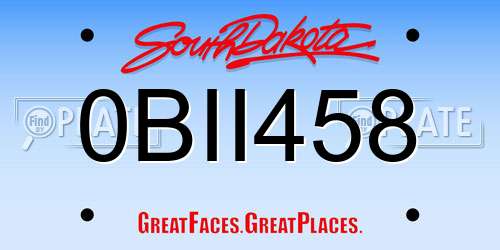 0BII458 South Dakota License Plate
