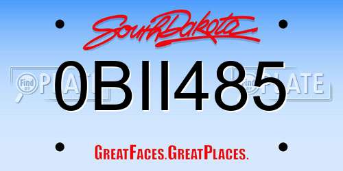 0BII485 South Dakota License Plate