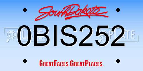 0BIS252 South Dakota License Plate