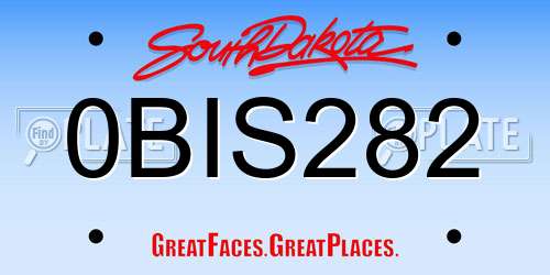 0BIS282 South Dakota License Plate
