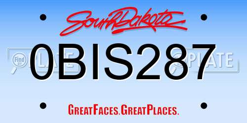 0BIS287 South Dakota License Plate