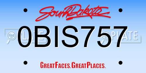 0BIS757 South Dakota License Plate