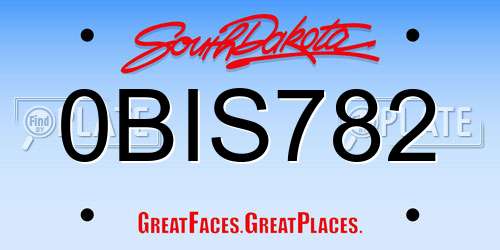 0BIS782 South Dakota License Plate