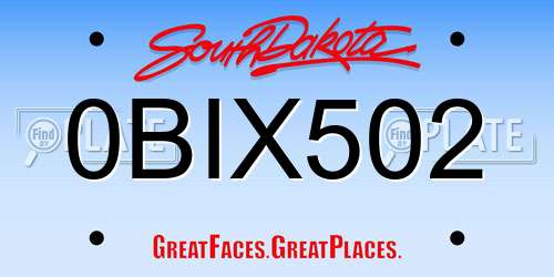0BIX502 South Dakota License Plate