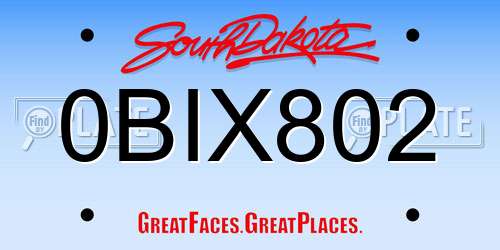 0BIX802 South Dakota License Plate