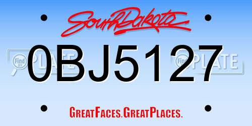 0BJ5127 South Dakota License Plate