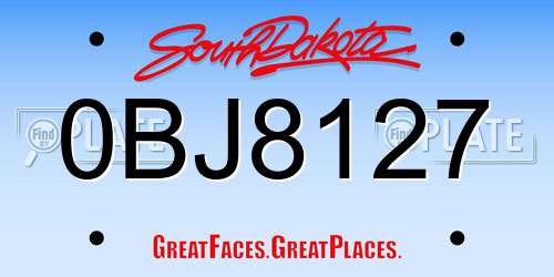 0BJ8127 South Dakota License Plate
