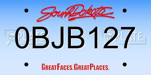 0BJB127 South Dakota License Plate